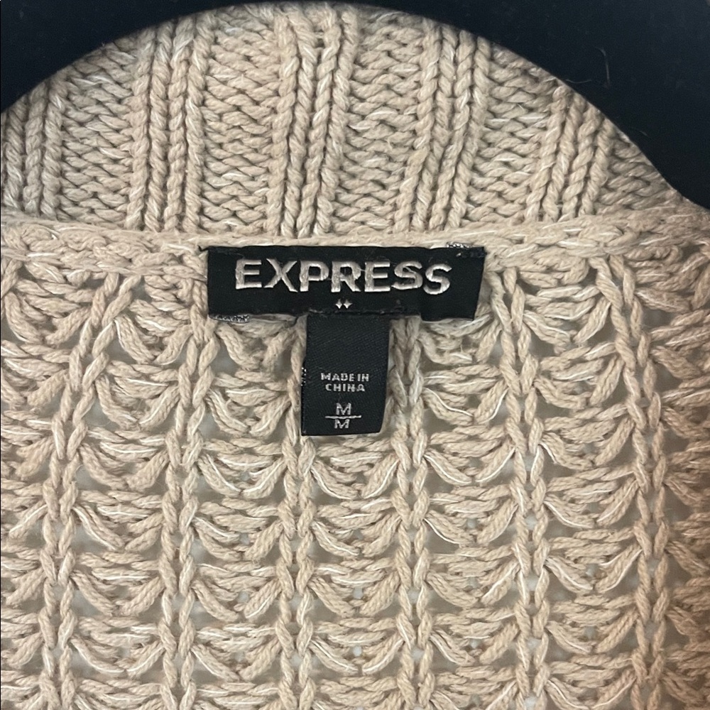 Express Tan Knit Open-Front Cardigan - Picture 2 of 2